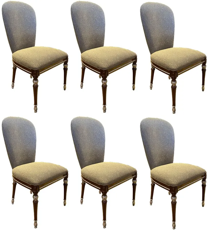 Casa Padrino ensemble de chaise de salle à manger baroque de luxe gris / marron / argent 52 x 55 x H. 100 cm - Ensemble de 6 chaises de cuisine baroques - Mobilier de salle à manger de style baroque Billig