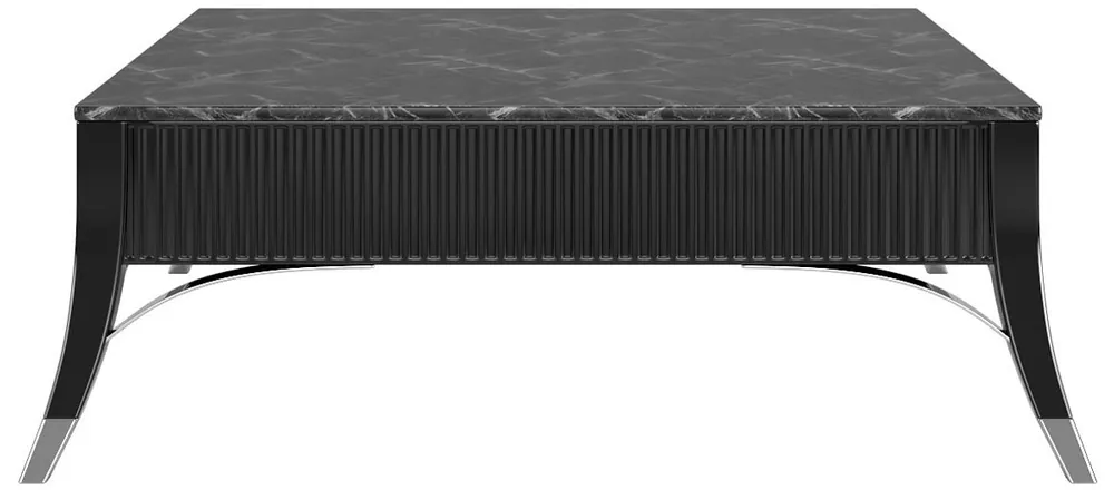 Casa Padrino table basse Art Déco de luxe noir / argent 120 x 120 x H. 45 cm - Table de salon noble avec plateau en marbre - Meubles de salon Art Déco Geprüft