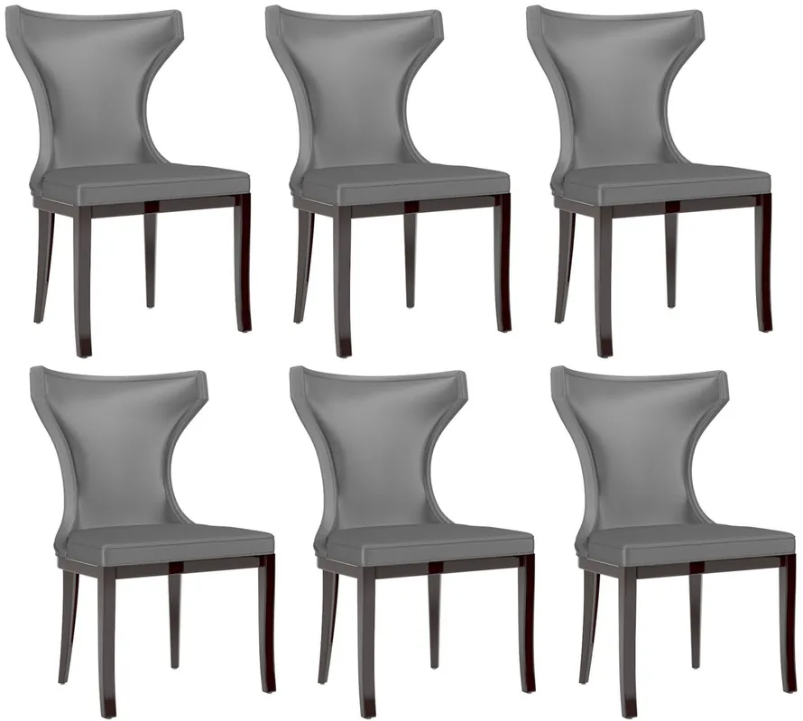 Casa Padrino ensemble de chaises de salle à manger de luxe argent / marron foncé 50 x 50 x H. 90 cm - Ensemble de 6 chaises de cuisine noble - Meubles de salle à manger de luxe Sale