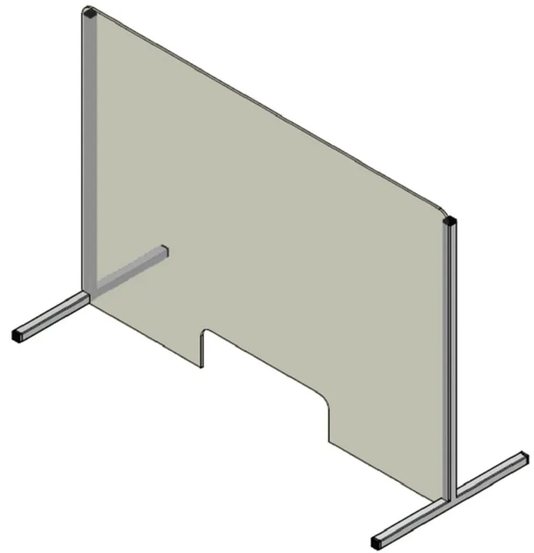 Saisonangebot Casa Padrino plastic Covid-19 partition with hatch and stainless steel frame transparent / silver 60 x H. 80 cm - Desk Reception Counters Spit Protection Corona Safety Washer