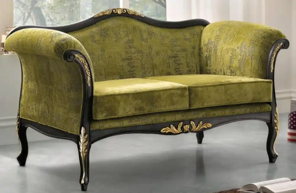 Casa Padrino canapé de salon baroque de luxe vert / noir / or 165 x 82 x H. 96 cm - Meubles de salon de style baroque noble Nur Für Kurze Zeit