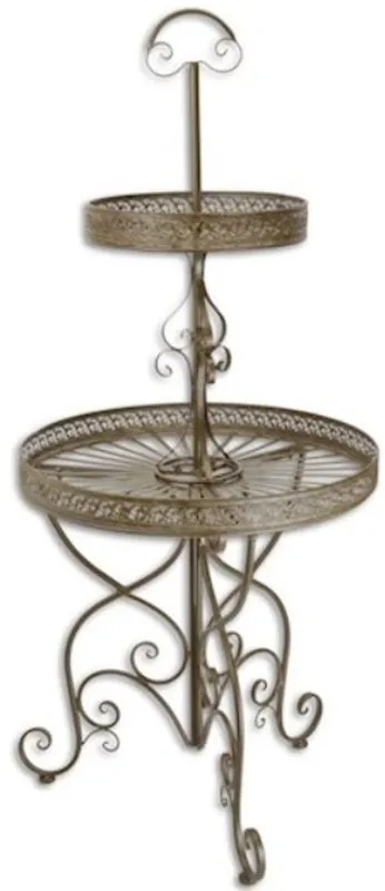 Casa Padrino présentoir à gâteaux Art Nouveau marron Ø 60 x H. 137 cm - Stand de gâteaux rond en métal avec poignée - Accessoires Gastronomiques Highlight