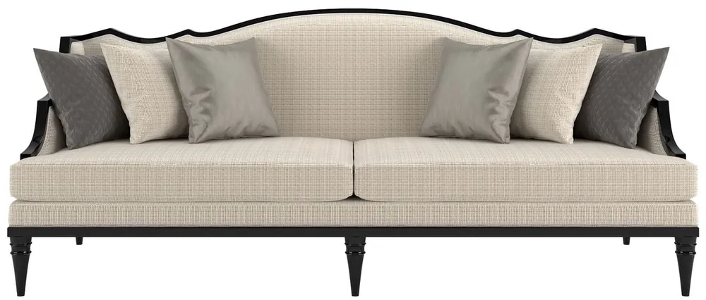 Versand Am Gleichen Tag Casa Padrino canapé de salon Art Déco de luxe beige / noir 260 x 100 x H. 87 cm - Qualité de Luxe - Mobilier Art Déco