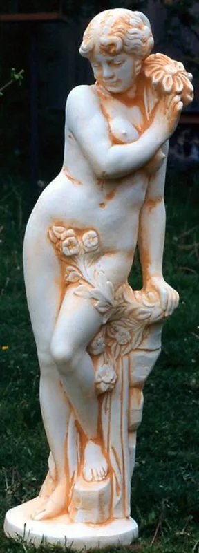 Grande sculpture femme Casa Padrino Art Nouveau avec fleur 40 x H 140 cm patine crème style antique - décoration jardin baroque - lourde et solide Sale