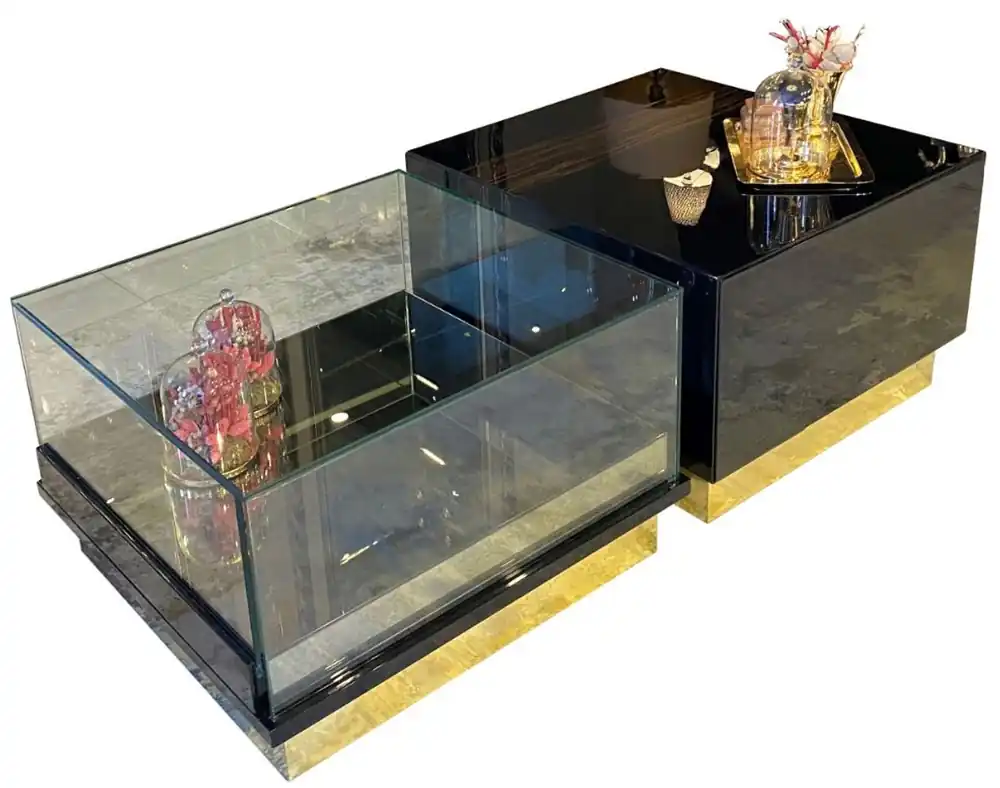Bestpreis Casa Padrino table basse Art Déco de luxe brun foncé / noir / or 135 x 80 x H. 40 cm - Table de salon noble - Mobilier Art Déco