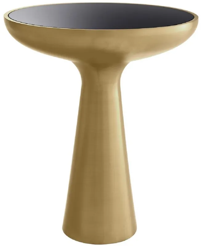 Casa Padrino table d'appoint de luxe laiton / noir Ø 50 x H. 60 cm - Table ronde en acier inoxydable avec plateau en verre - Meubles de Salon Top-Angebot