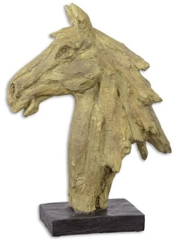 Direkt Vom Hersteller Casa Padrino sculpture de décoration en résine synthétique tête de cheval beige / noir 16 x 37,1 x H. 49,6 cm - Figurine Décoration - Décoration Bureau