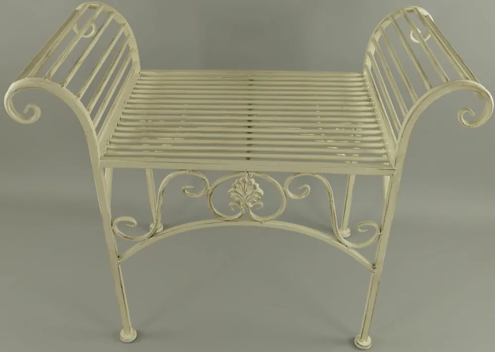 Markenware Casa Padrino tabouret de jardin Art Nouveau crème antique 68 x 34 x H. 55 cm - Tabouret en métal - Meubles de jardin et patio