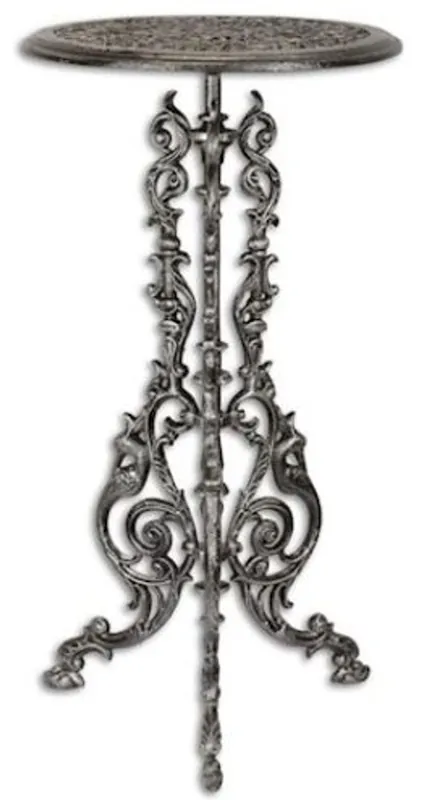 Casa Padrino Table Basse Art Nouveau Argent Antique H. 69 cm - Table Fleur Ronde en Fonte - Meubles de Jardin et Patio Angebot