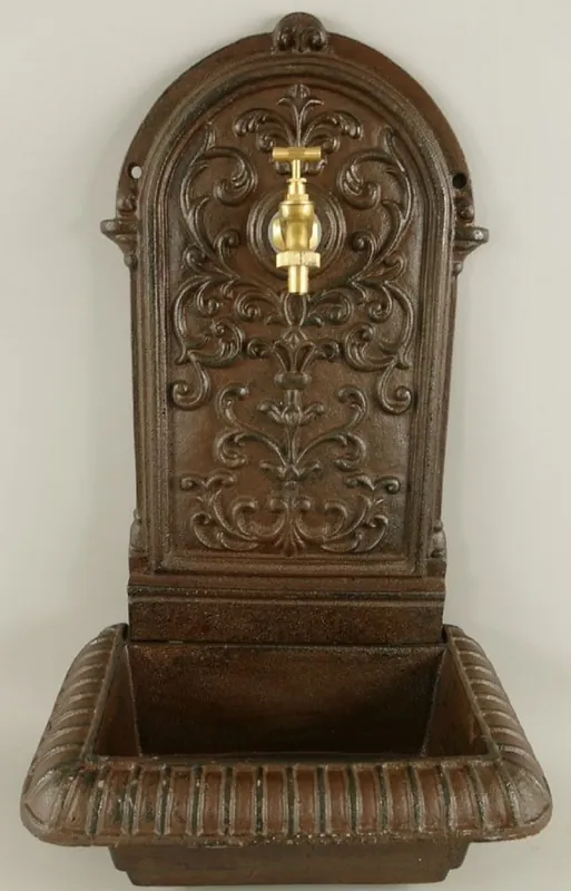 Casa Padrino fontaine murale Art Nouveau brun rustique 36 x 24 x H. 65 cm - Fontaine de décoration de jardin nostalgique avec robinet - Accessoires de Jardin Bestpreis