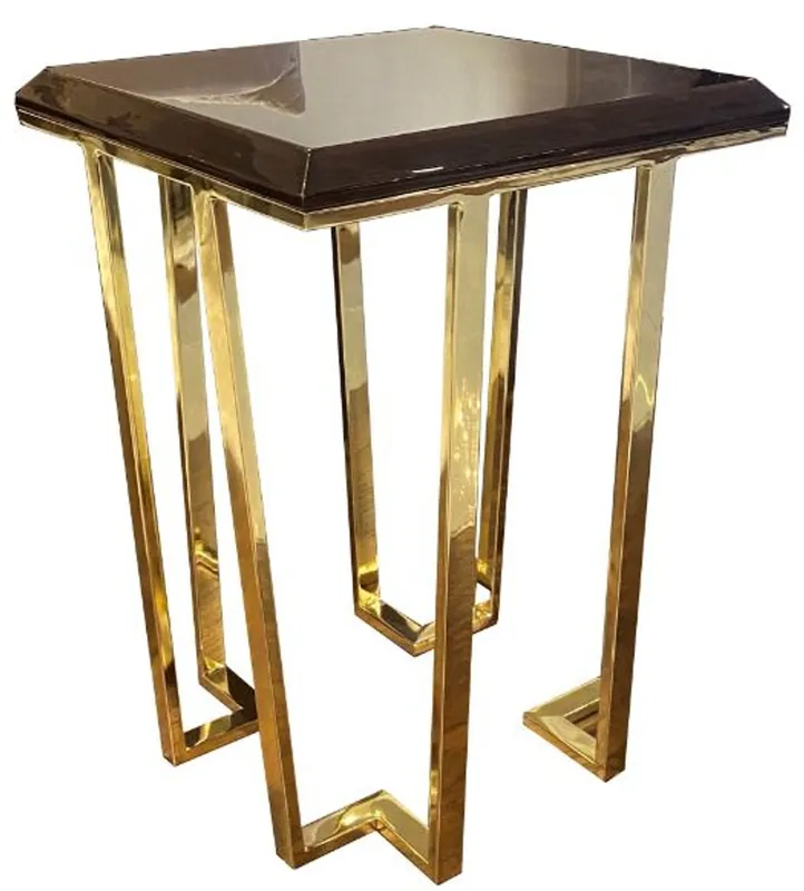 Nur Für Kurze Zeit Casa Padrino table d'appoint Art Déco de luxe brun foncé / or 50 x 50 x H. 68 cm - Meubles de Salon Art Déco