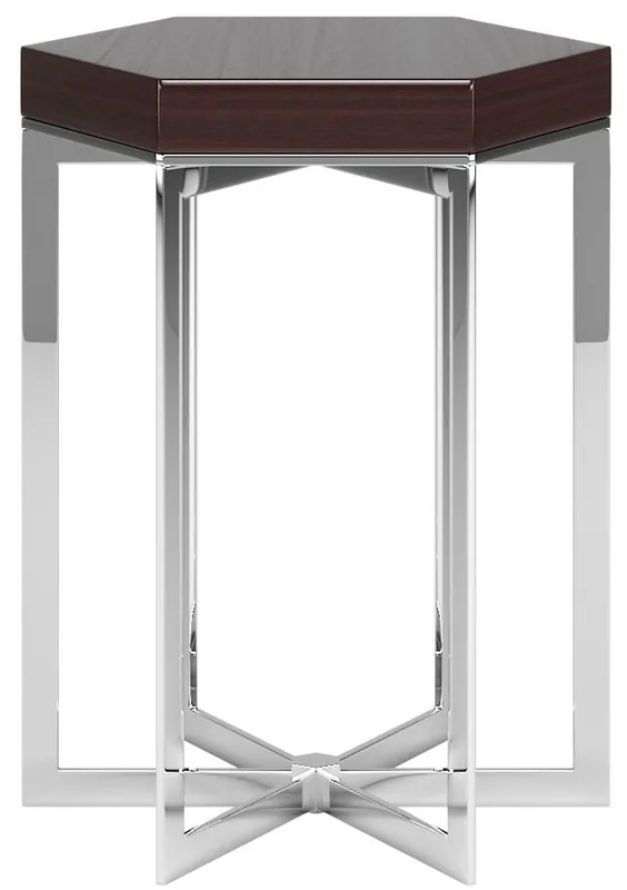 Casa Padrino table d'appoint Art Déco de luxe brun foncé / argent 50 x 50 x H. 55 cm - Table hexagonale noble - Meubles de Salon Art Déco - Qualité de Luxe Top-Seller