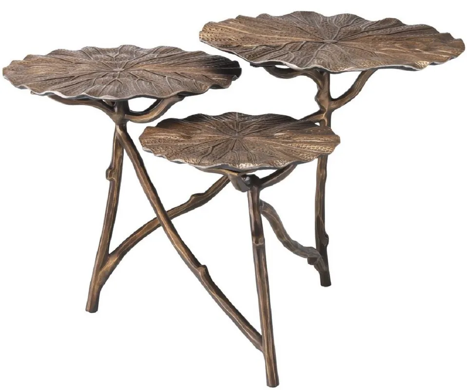 Casa Padrino table d'appoint design laiton antique 76 x 62 x H. 47 cm - Table en aluminium avec 3 plateaux de table - Meubles de salon de luxe Begrenztes Angebot