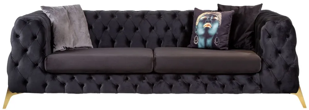 Neue Ware Casa Padrino canapé Chesterfield de luxe en velours violet / laiton 240 x 95 x H. 81 cm - Canapé de salon moderne - Meubles Chesterfield