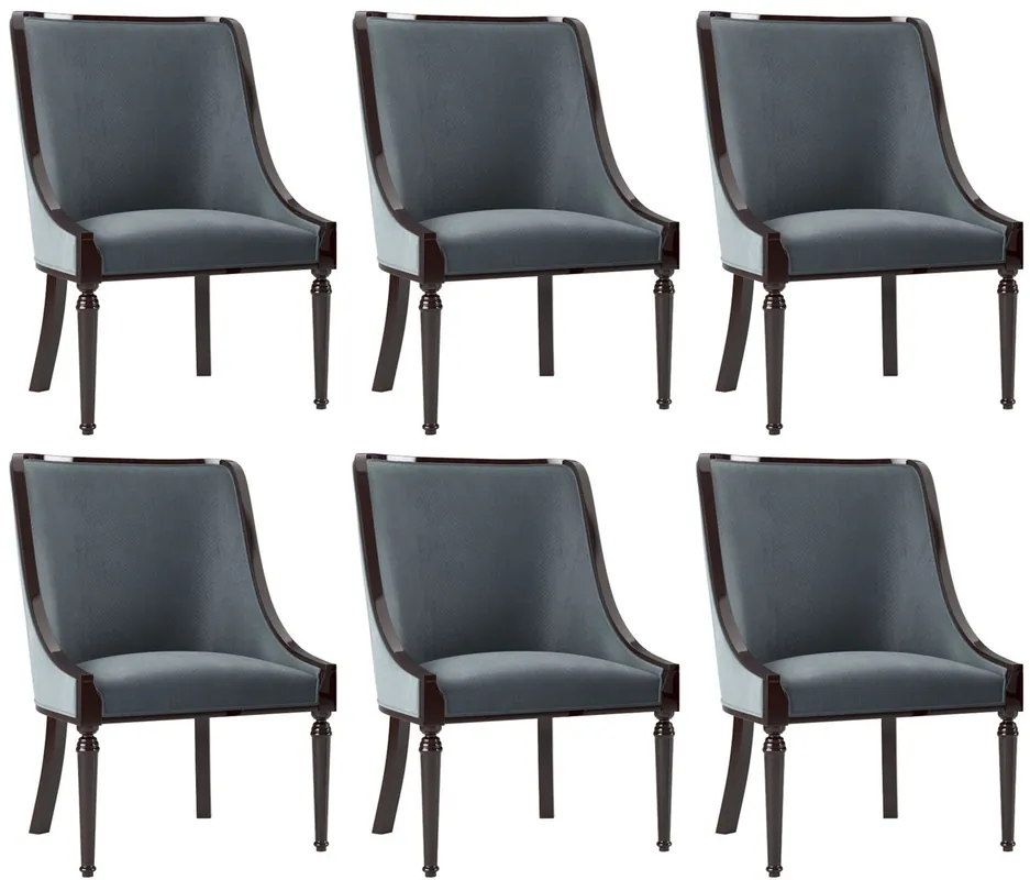 Bestpreis Casa Padrino ensemble de chaises de salle à manger baroque de luxe gris / brun foncé brillant 50 x 50 x H. 92 cm - Ensemble de 6 chaises de cuisine noble - Mobilier de salle à manger baroque