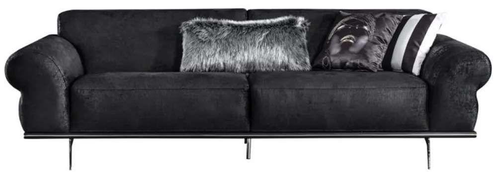 Neue Ware Casa Padrino canapé de salon Art Déco de luxe noir / argent 240 x 95 x H. 63 cm - Meubles de salon de luxe