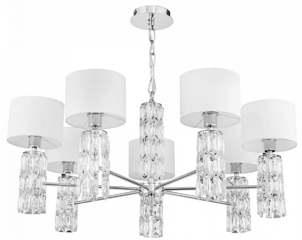 Markenware Casa Padrino lustre design argent / blanc Ø 80 x H. 37,2 cm - Lustre en métal moderne avec des éléments en verre élégants et des abat-jour ronds