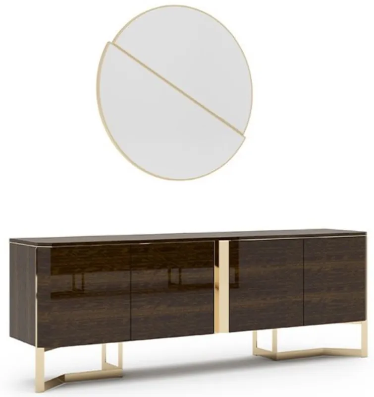 Casa Padrino ensemble de salon de luxe marron / or - 1 Buffet et 1 Miroir Mural - Placard de salon avec miroir - Meubles de salon - Qualité de Luxe Saisonangebot