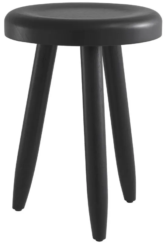 Casa Padrino tabouret de luxe noir Ø 31 x H. 45 cm - Tabouret en bois massif - Tabouret rond en bois Mindi - Meubles de Luxe Preisreduziert