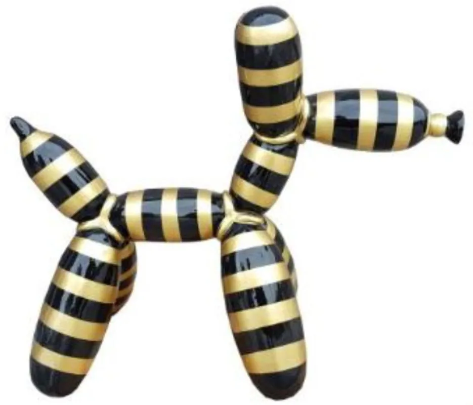Meistverkauft Casa Padrino sculpture de décoration design ballon chien noir / or rayé 62 x H. 57 cm - Figurine animalière décorative - Figurine décorative résistante aux intempéries
