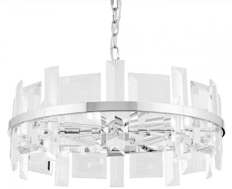 Casa Padrino lampe à suspension argent Ø 60 cm - Lampe suspendue ronde moderne avec cadre en métal et plaques de verre - Luminaires Design Angebot