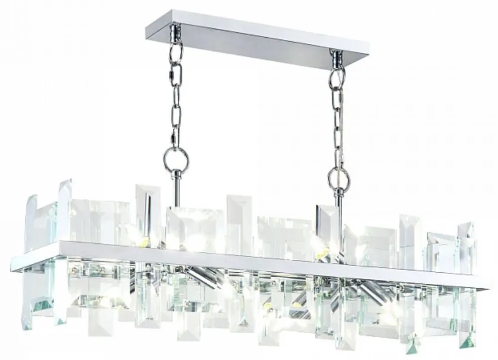 Casa Padrino lampe à suspension argent 85,5 x H. 24 cm - Lampe suspendue rectangulaire moderne avec cadre en métal et plaques de verre - Luminaires Design Meistverkauft