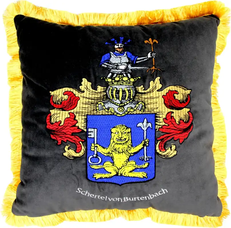 Direkt Vom Hersteller Oreiller décoratif de luxe Casa Padrino blason Freiherr Schertel by Burtenbach gris / or