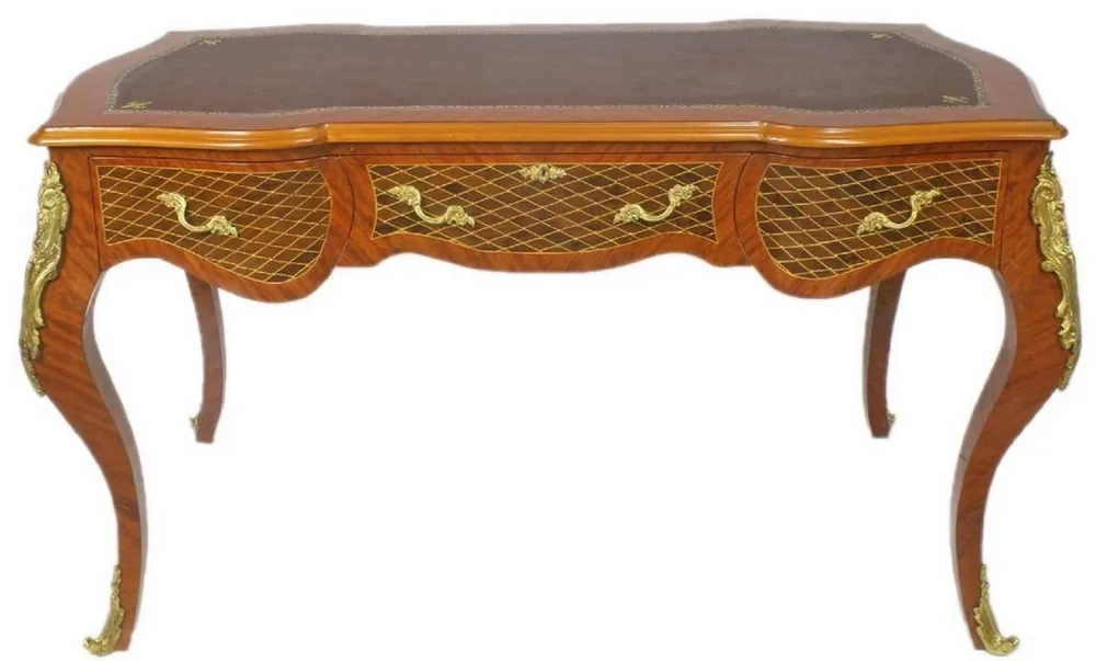 Meistverkauft Casa Padrino bureau baroque marron / laiton 160 x 70 x H. 80 cm - Table de bureau fait main en bois massif avec 3 tiroirs et applications en métal massif - Mobilier de Bureau Baroque