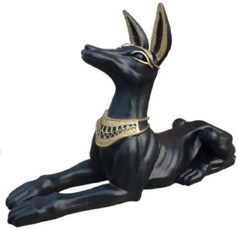 Preis Gesenkt Casa Padrino sculpture décorative chien Anubis noir / or 122 x H. 52 cm - Figurine décoration égyptienne étanche - Accessoires de Décoration