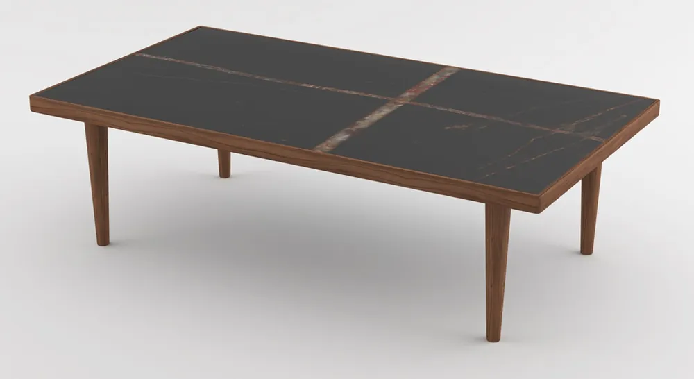 Echt Casa Padrino table basse de luxe marron / noir 130 x 70 x H. 45 cm - Table de salon rectangulaire moderne en bois massif avec plateau en marbre - Meubles de Luxe