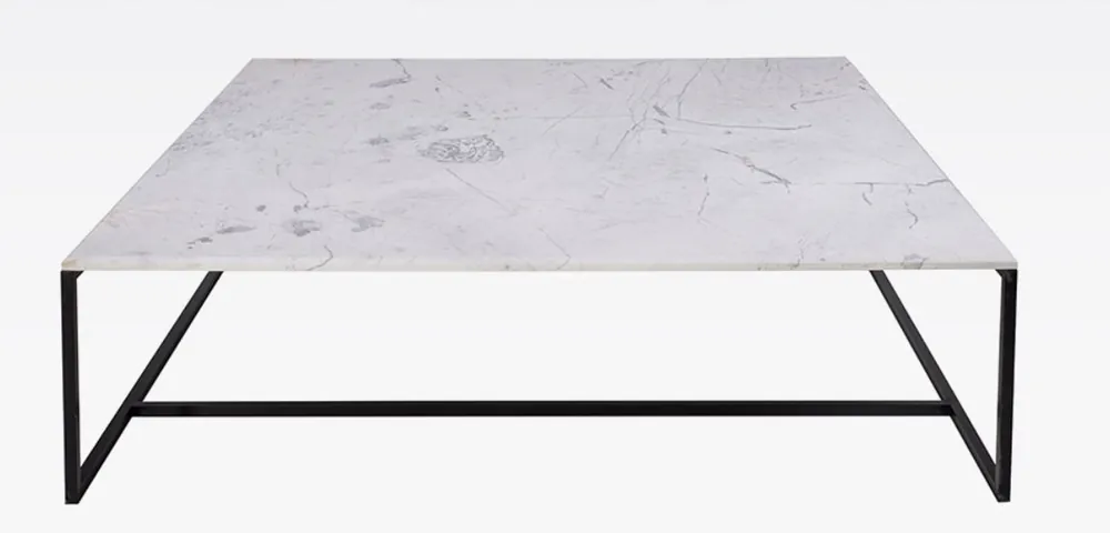 Bestpreis Casa Padrino table basse de luxe noir / blanc 120 x 120 x H. 35 cm - Table de salon carrée moderne avec plateau en marbre de Carrare et structure en acier inoxydable - Meubles de salon de luxe