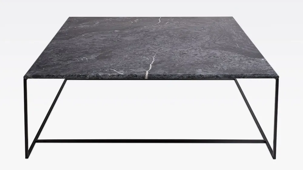 Begrenztes Angebot Casa Padrino table basse de luxe noir / noir 120 x 120 x H. 35 cm - Table de salon carrée moderne avec plateau en marbre de Carrare et structure en acier inoxydable - Meubles de salon de luxe