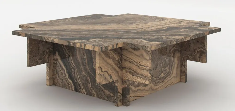 Billig Casa Padrino table basse de luxe en marbre beige / gris / noir 95 x 95 x H. 35 cm - Table de salon noble en marbre Eramosa de haute qualité - Meubles de salon de luxe