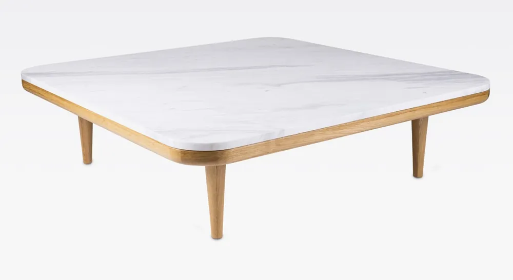 Casa Padrino table basse de luxe blanc / naturel 120 x 120 x H. 35 cm - Table de salon moderne en chêne avec plateau en marbre Volakas - Meubles de salon Heißes Angebot
