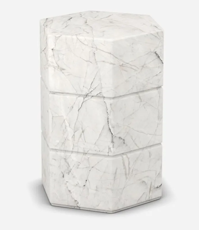 Sale Casa Padrino table d'appoint de luxe en marbre de Carrare blanc 40 x 40 x H. 60 cm - Meubles de salon - Meubles en marbre - Qualité de Luxe