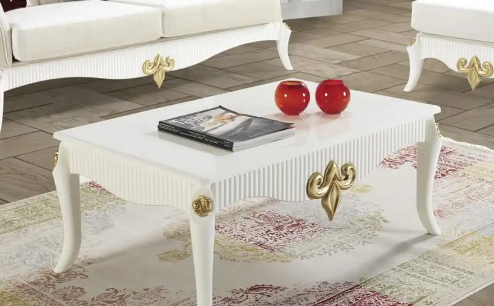 Neue Ware Casa Padrino table basse baroque blanc / or 105 x 74 x H. 50 cm - Table de salon de style baroque - Mobilier de salon baroque