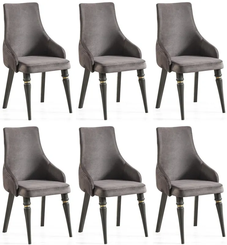 Casa Padrino ensemble de chaises de salle à manger Art Déco de luxe gris / or 57 x 55 x H. 98 cm - Ensemble de 6 chaises de cuisine noble - Mobilier de Salle à Manger Art Déco Günstig