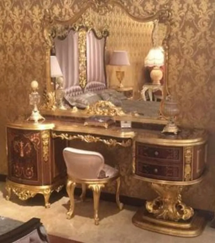 Casa Padrino ensemble de chambre baroque de luxe marron / rose / or antique - 1 Coiffeuse & 1 Miroir & 1 Tabouret - Mobilier de chambre de style baroque magnifique - Qualité de Luxe Jetzt Bestellen