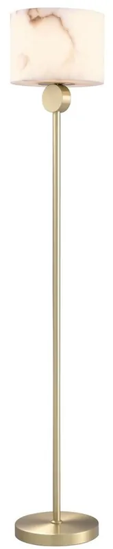 Markenware Casa Padrino lampadaire de luxe laiton / albâtre Ø 30 x H. 171 cm - Lampadaire moderne avec abat-jour rond en albâtre - Luminaires de Luxe