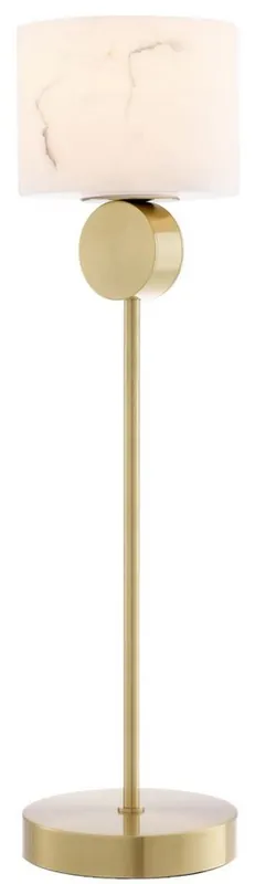 Casa Padrino lampe de table de luxe laiton / albâtre Ø 20 x H. 76 cm - Lampe de table moderne avec abat-jour rond en albâtre - Luminaires de Luxe Preisreduziert