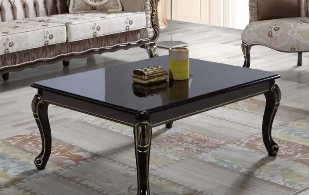 Casa Padrino table basse baroque noir / or 104 x 80 x H. 45 cm - Table de salon en bois massif de style baroque - Mobilier de salon baroque Finale Aktion