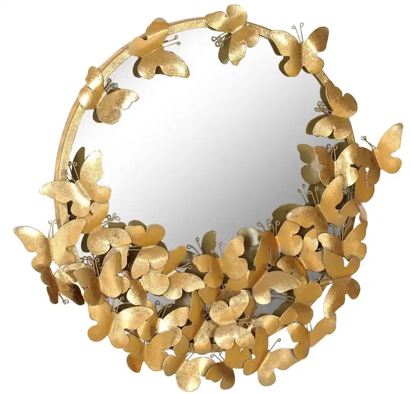 Casa Padrino miroir design or 73 x 5 x H. 70 cm - Miroir mural moderne en métal peint par poudrage avec papillons décoratifs - Accessoires Déco Kracherpreis
