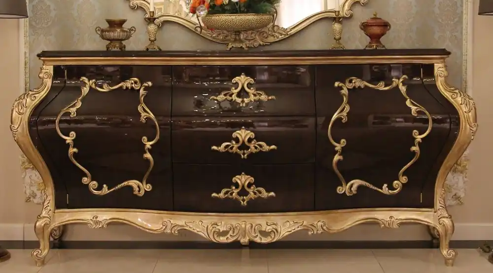 Super-Preis Casa Padrino commode baroque de luxe marron foncé / or 243 x 60 x H. 115 cm - Armoire en bois massif magnifique avec 2 portes et 3 tiroirs - Mobilier Baroque Noble