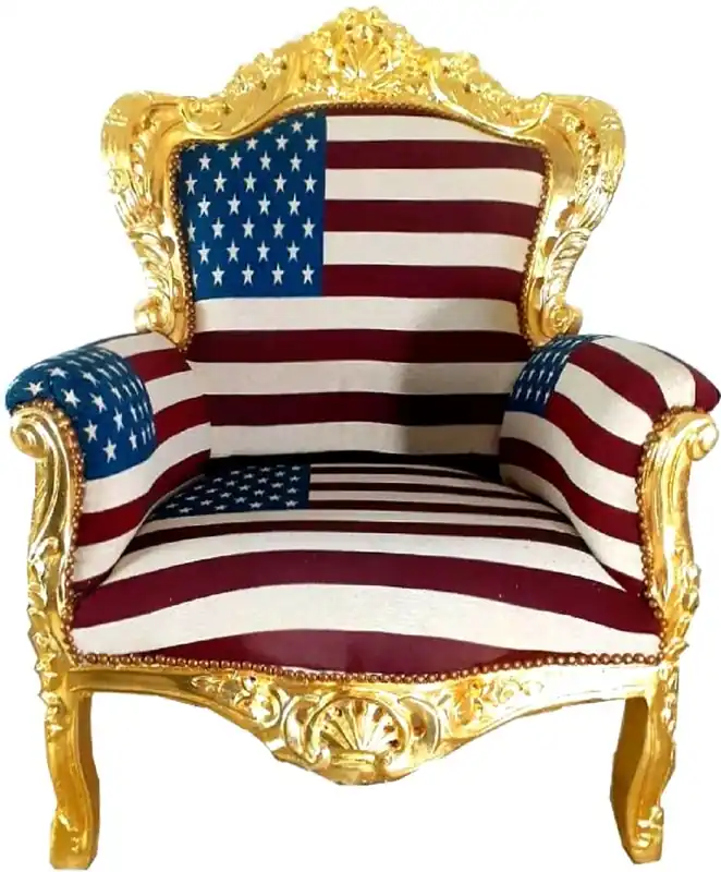 Casa Padrino fauteuil de salon baroque King USA design / or 85 x 45 x H. 120 cm - Fauteuil Trône - Mobilier Baroque USA Ausverkauf