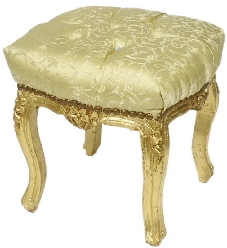 Casa Padrino tabouret baroque or motif / or 45 x 40 x H. 35 cm - Tabouret baroque fait main avec strass - Mobilier de style baroque Preis Gesenkt