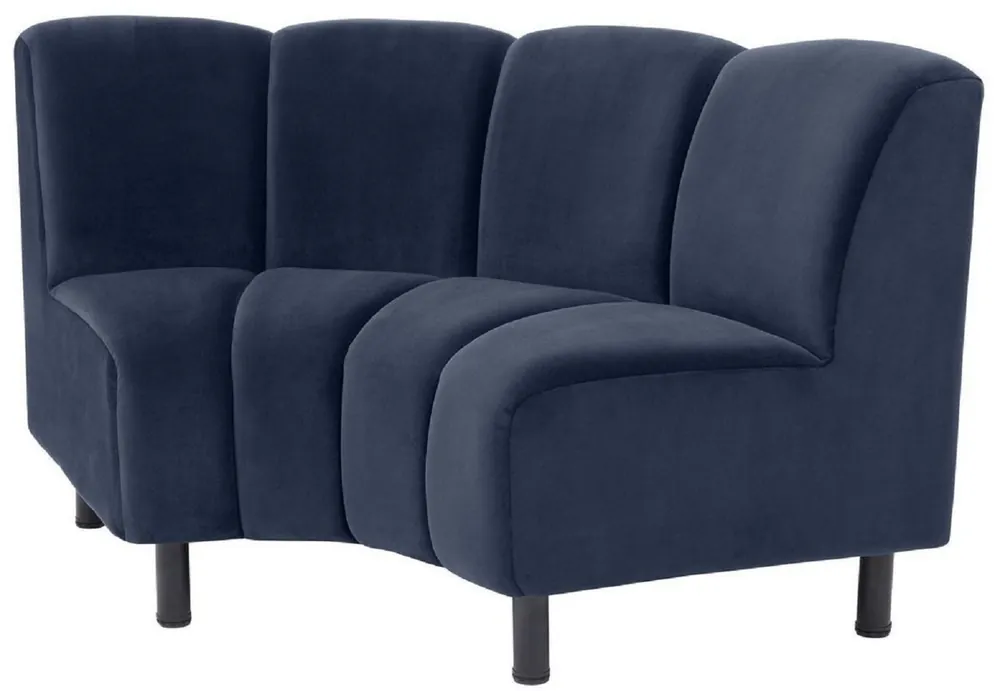 Casa Padrino canapé de luxe en velours bleu nuit / noir 114 x 75 x H. 87 cm - Canapé de salon courbé et extensible - Mobilier de Luxe Sofort Bestellen