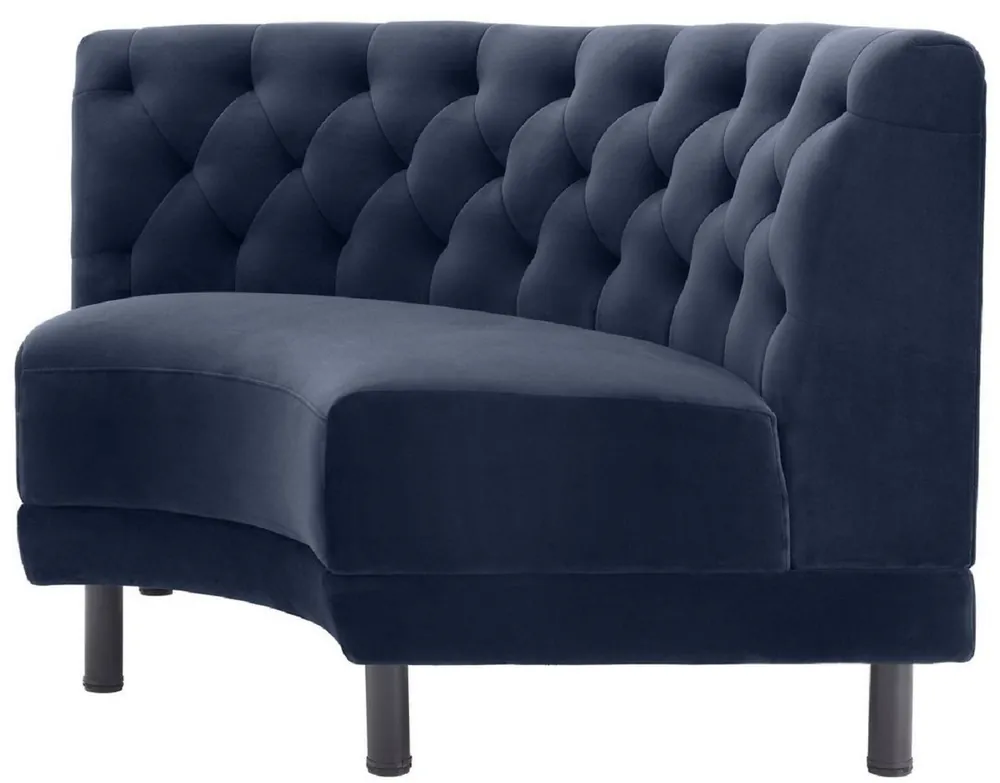 Casa Padrino canapé Chesterfield de luxe en velours bleu nuit / noir 114 x 75 x H. 85 cm - Canapé de salon courbé et extensible - Collection de Luxe Angebot