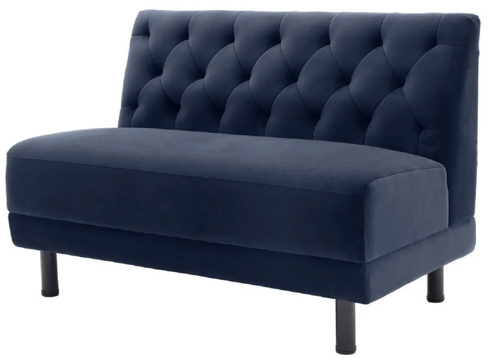 Bestpreis Casa Padrino canapé Chesterfield de luxe bleu nuit / noir 121 x 75 x H. 85 cm - Canapé de salon avec tissu en velours fin - Collection de Luxe