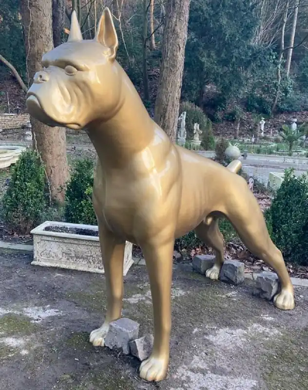 Direkt Vom Hersteller Casa Padrino décoration figure chien boxer or 190 x H. 173 cm - Grande sculpture décorative résistante aux intempéries - Figurine animalière décoration jardin