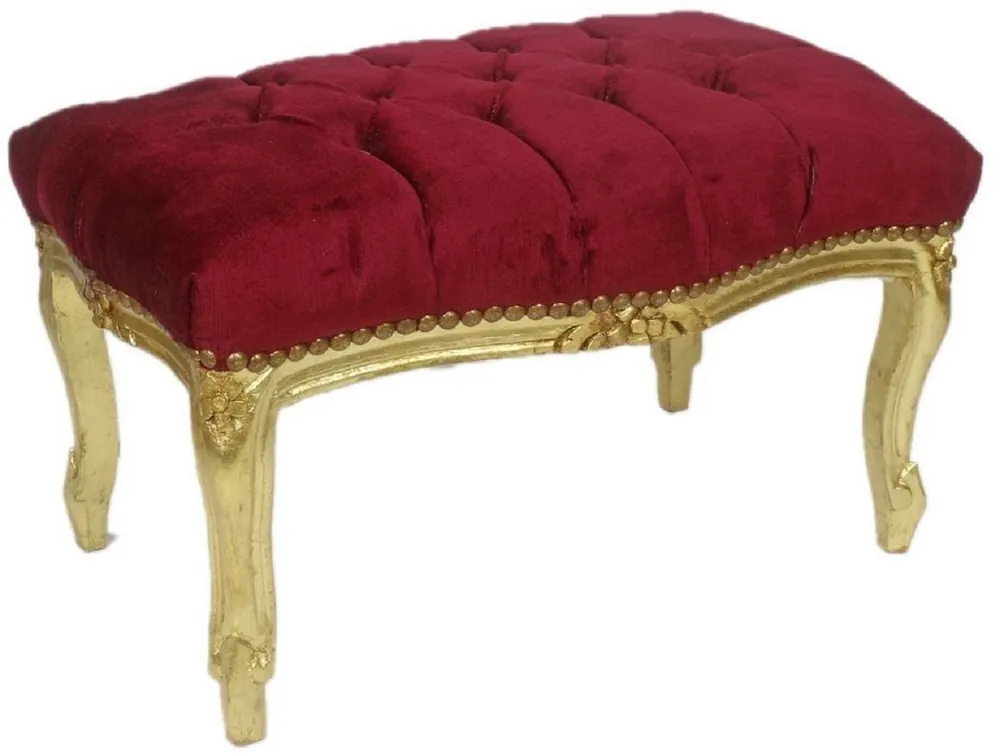 Jetzt Bestellen Casa Padrino tabouret baroque rouge bordeaux / or 60 x 40 x H. 35 cm - Tabouret baroque fait main avec strass - Mobilier de style baroque
